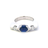 18kt White Gold Sapphire & .25ct tw Diamond Ring by Fana