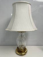 Vintage Waterford Crystal Solid Brass Table Lamp W/Shade