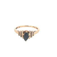 10kt Yellow Gold .20ct tw Diamond & Dark Blue Stone Ring