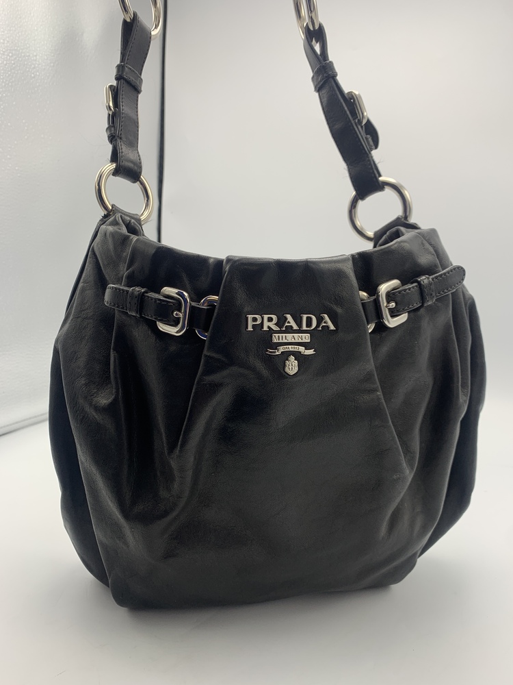 Prada ruched leather discount bag