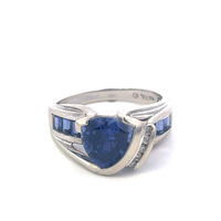 10kt White Gold .05ct Diamond & Blue Stone Ring