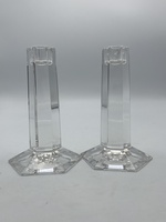Set of Tiffany & Co. Clear Crystal 6'' Candleholders 1986