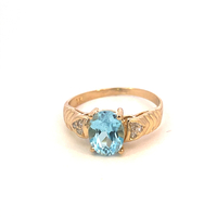 14kt Yellow Gold Blue Topaz & Diamond Ring