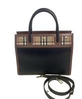 Burberry Title Vintage Check Leather Satchel