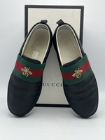 Gucci leather web and bee slip on sneakers