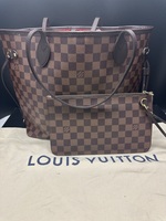 Louis Vuitton Neverfull mm Damier Ebene Tote w/Pouch  (Authenticated)