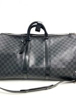 Louis Vuitton Keepall Bandouliere Bag Damier Graphite 55 Black w/ COA
