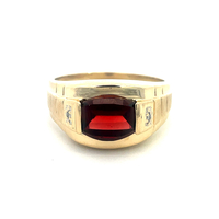  10kt Yellow Gold Garnet & Diamond Ring Size 13.25