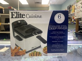 Elite Cuisine EDF-1607 1.6 QT Stainless Steel Deep Fryer 1000 -Watt OPEN BOX