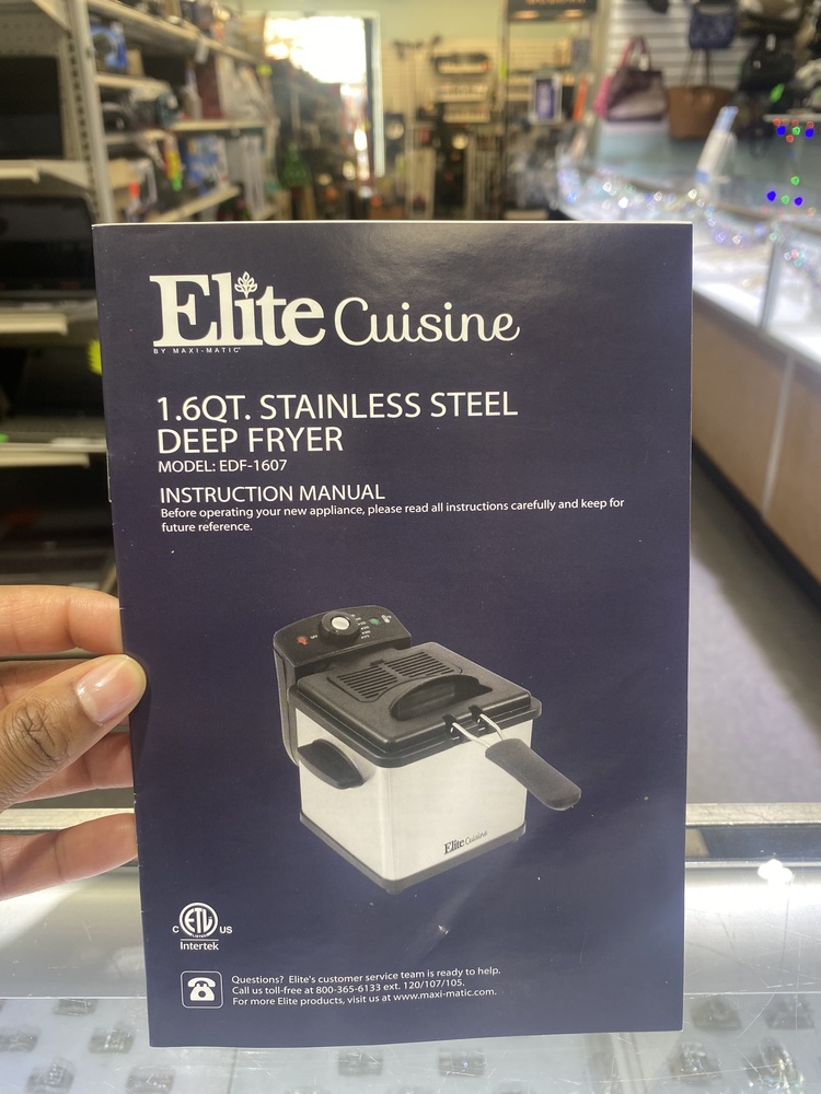 Elite Gourmet Stainless Steel Deep Fryer EDF-1607 800-Watt 1.6 Quart NEW