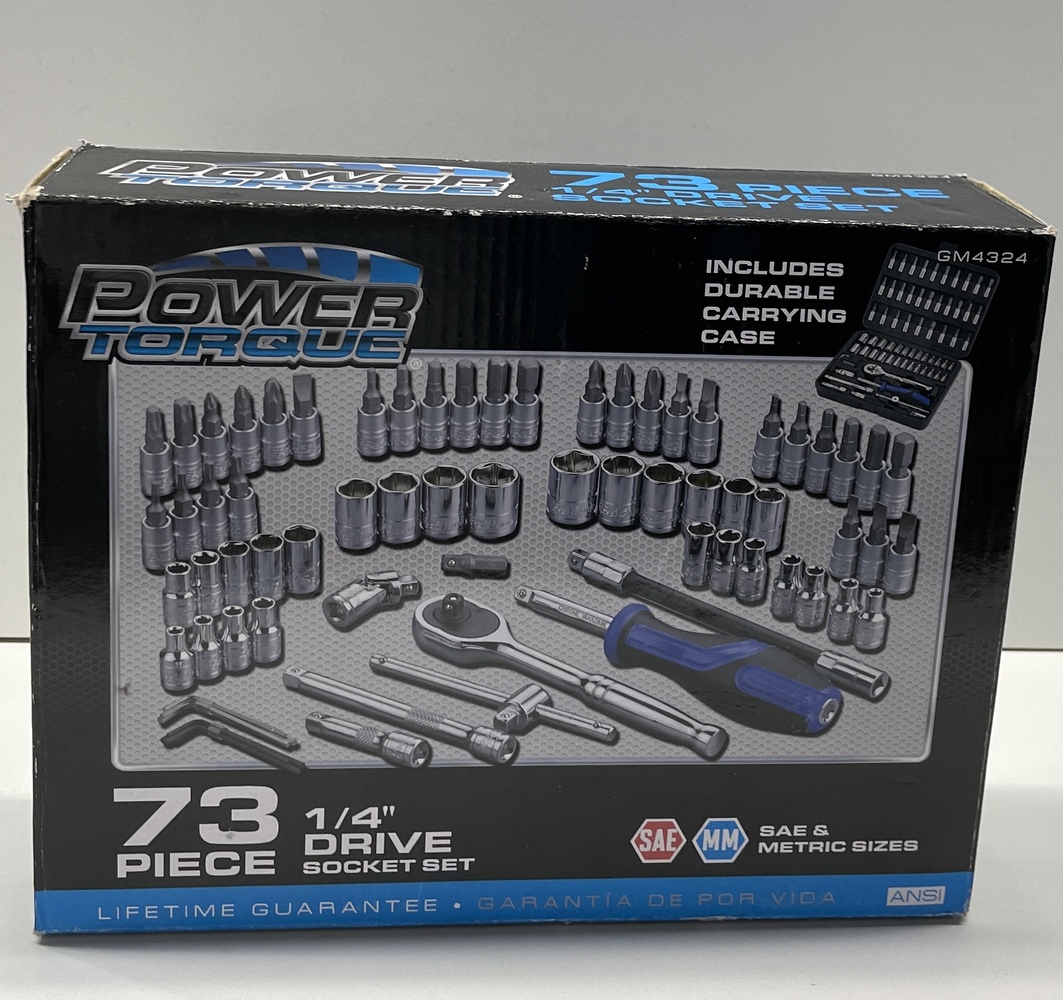 Power Torque 73 Piece 1 4 Inch Drive 6 Point SAE Metric Tool Set