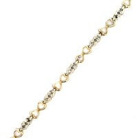 10kt Two Tone 7.5" 5mm .20ct tw Diamond Heart Bracelet 