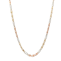14kt Tri-Color 24" 3.25mm Figaro Heart Link Chain