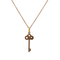 Tiffany & Co 18kt Rose Gold & Diamond Fleur De Lis Key Pendant & 18" Chain