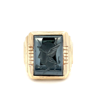 10kt Yellow Gold Soldier Grey Stone Ring