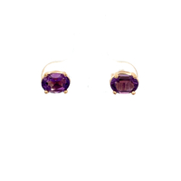  14kt Yellow Gold Purple Stone Stud Earrings