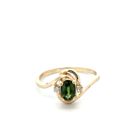 10kt Yellow Gold Diamond & Green Stone Ring