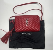 YVES SAINT LAURENT Matelasse Calfskin Lou Camera Red Crossbody Bag