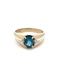 10kt Two Tone Diamond & Blue Stone Ring