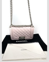 Chanel Quilted Lambskin Boy Flap small Light Pink Leather Crossbody 2022