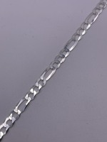 Sterling Silver Figaro Link Bracelet / Unisex /CH607-7 / Pre-Owned 
