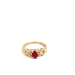 14kt Yellow Gold Diamond & Red Stone Ring