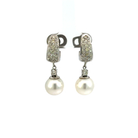14kt White Gold 1.00ct tw Diamond & Pearl Earrings
