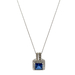  10kt White Gold .20ct tw Diamond & Blue Stone Pendant With Chain
