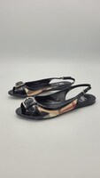 Burberry Nova Check Patent Leather Sling Back Sandals (Women's 7.5)