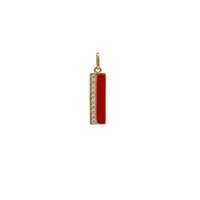 18kt Yellow Gold CZ Red Bar Pendant 