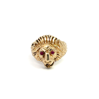14kt Yellow Gold Red Stone Lion Ring