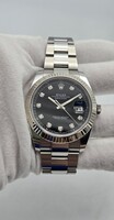 Rolex Datejust 41mm Ref# 126334 with Black Factory Diamond Dial w/ Box & Papers