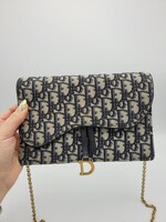 Vintage Christian Dior Navy and Cream Crossbody Saddle Bag