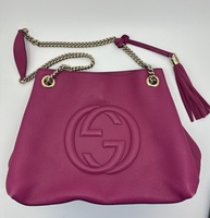 Gucci Soho Chain Strap Leather Shoulder Handbag Fuchsia 