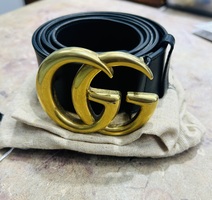 GUCCI GG Marmont Belt Leather BLK Solid Color 400593 