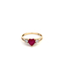  14kt Yellow Gold CZ & Red Stone Heart Ring