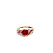  10kt Two Tone Diamond & Red Stone Ring