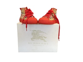 Burberry Kingly Graffiti-Logo Check High-Top Sneaker, Toddler 13C