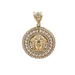 10kt Yellow Gold CZ Medusa With Greek Key Cut Outs Pendant