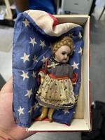 1930"s 6" Antique American Doll W/ American Flag