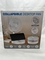White Collapsible Desktop Cooling Fan / 3 Fan Modes / Extended height to 14"