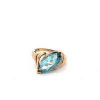 14kt Yellow Gold Blue Topaz & Diamond Ring