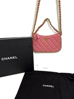 Chanel Coral Color Clutch with Chain in Lambskin Leather and Gold Hardware