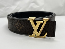 Authentic Louis Vuitton Belt Brown Initiales LV Buckle Monogram