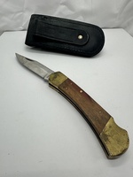 DiamondBack 13-825 Brown Handle Knife in Black Sheath