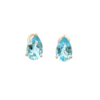 14kt Yellow Gold Blue Stone Earrings