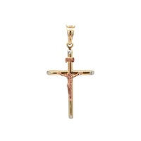 14kt Tri-Color Crucifix Cross Pendant