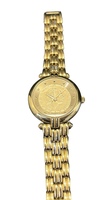 Bellezza Italian Coin Dial Stainless Steel Gold Tone Watch 