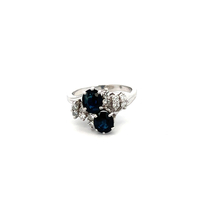 14kt White Gold .50ct tw Diamond & Dark Blue Stone Ring