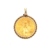 1924 $20 Gold In 14kt Rope Bezel  